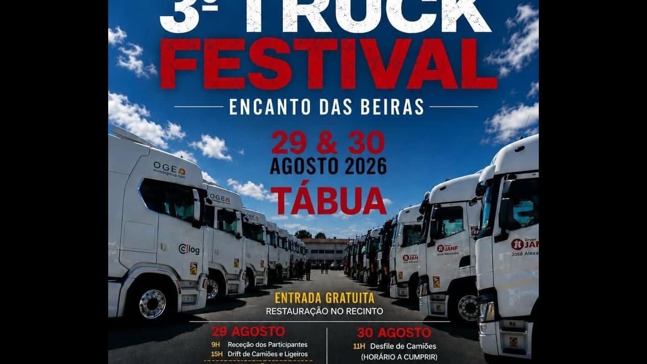 Imagem da notícia: Tábua recebe 3.º Truck Festival com desfile de camiões e entrada gratuita