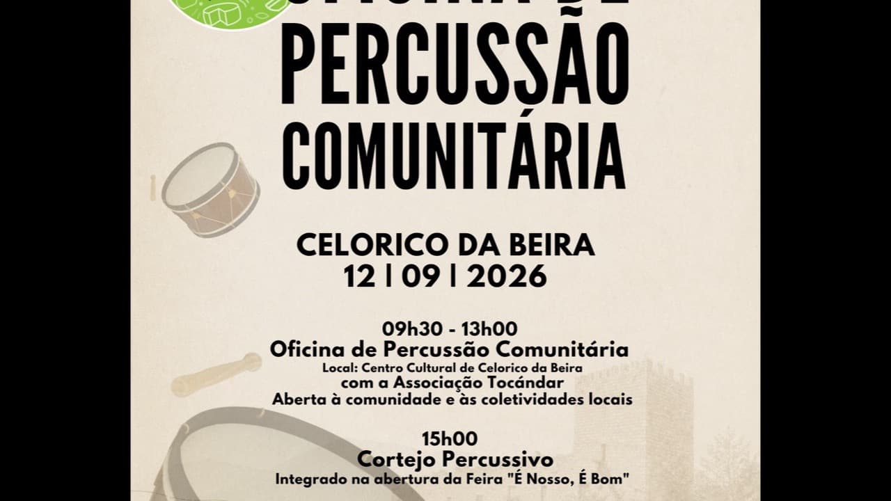 Imagem da notícia: Oficina de Percussão Comunitária abre a Feira de Produtos Locais com cortejo