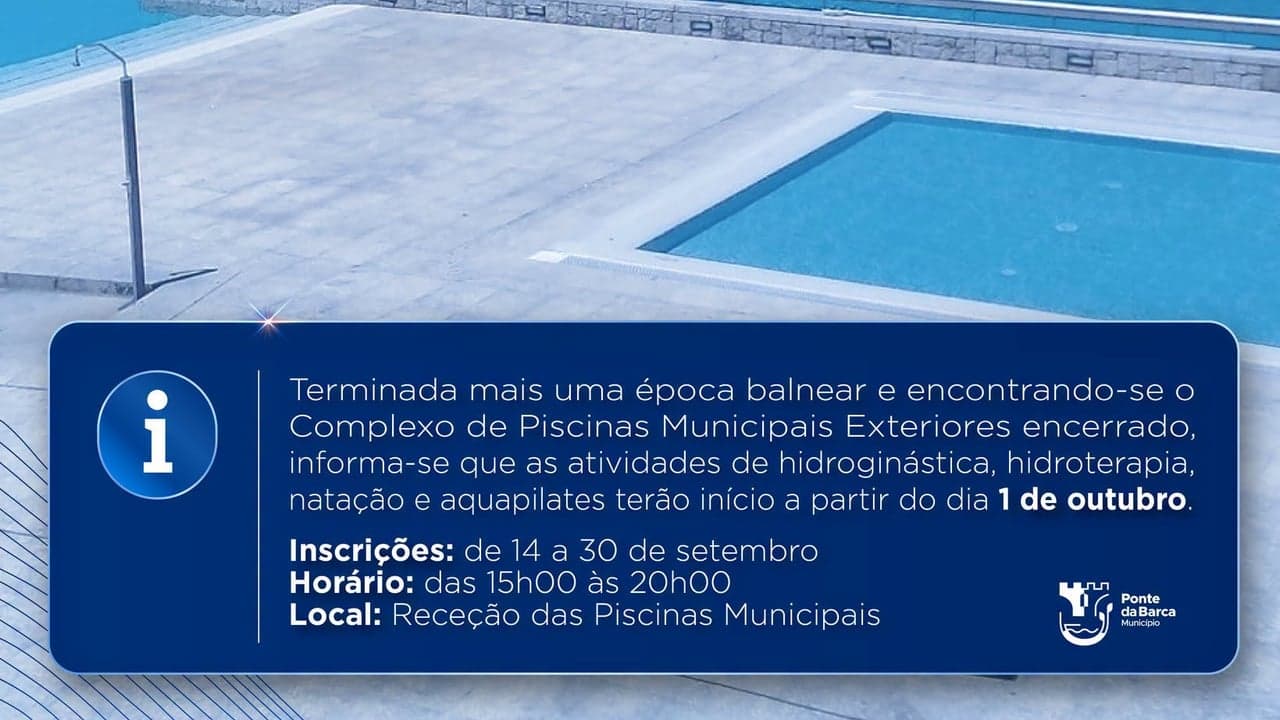 Imagem da notícia: Inscrições abertas para atividades nas piscinas municipais